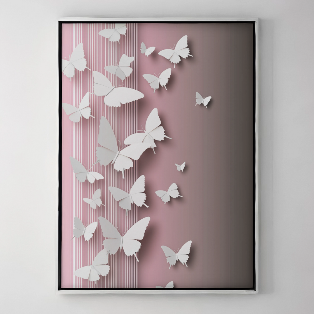 Ethereal Butterfly Symphony: Delicate White Paper Wings on Soft Pink Background. High Resolution Digital Download 300 DPI