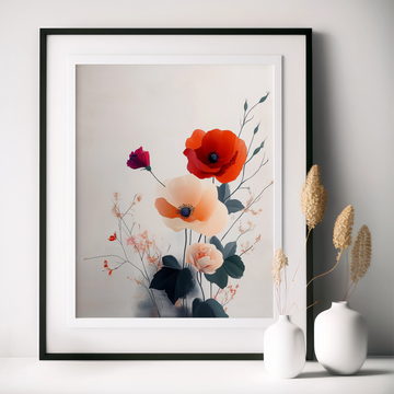 Vibrant Bouquet of Colorful Flowers: A Stunning Floral Arrangement Against a Light Background. High Resolution Digital Download 300 DPI