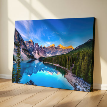 Golden Sunrise Canvas Art Alpine Lake Tranquil Wilderness Wall Decor. High Resolution Digital Download 300 DPI.