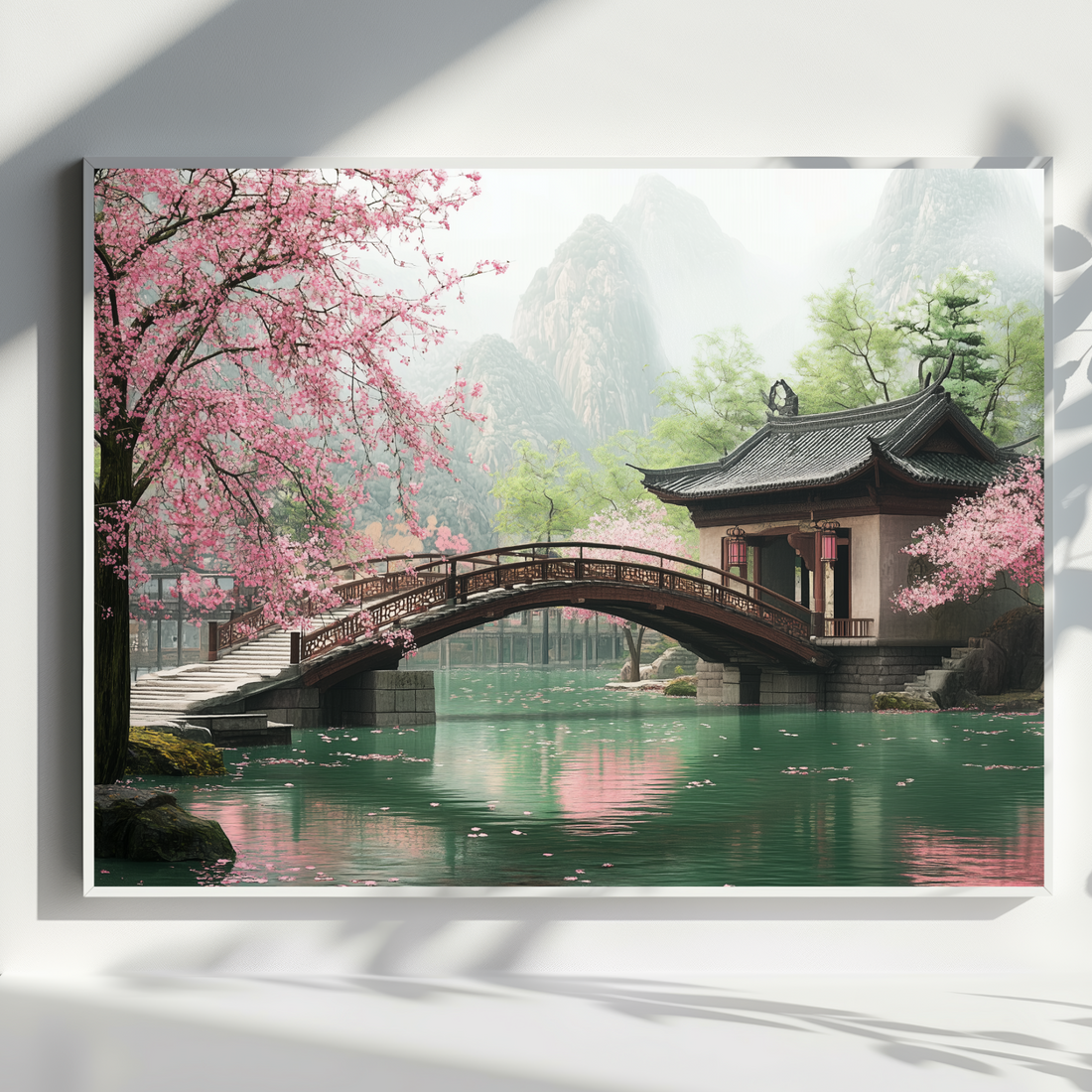 Japanese Medieval Bridge Wall Art Wooden Historic Scenic Nature Tranquil. High Resolution Digital Download 300 DPI.