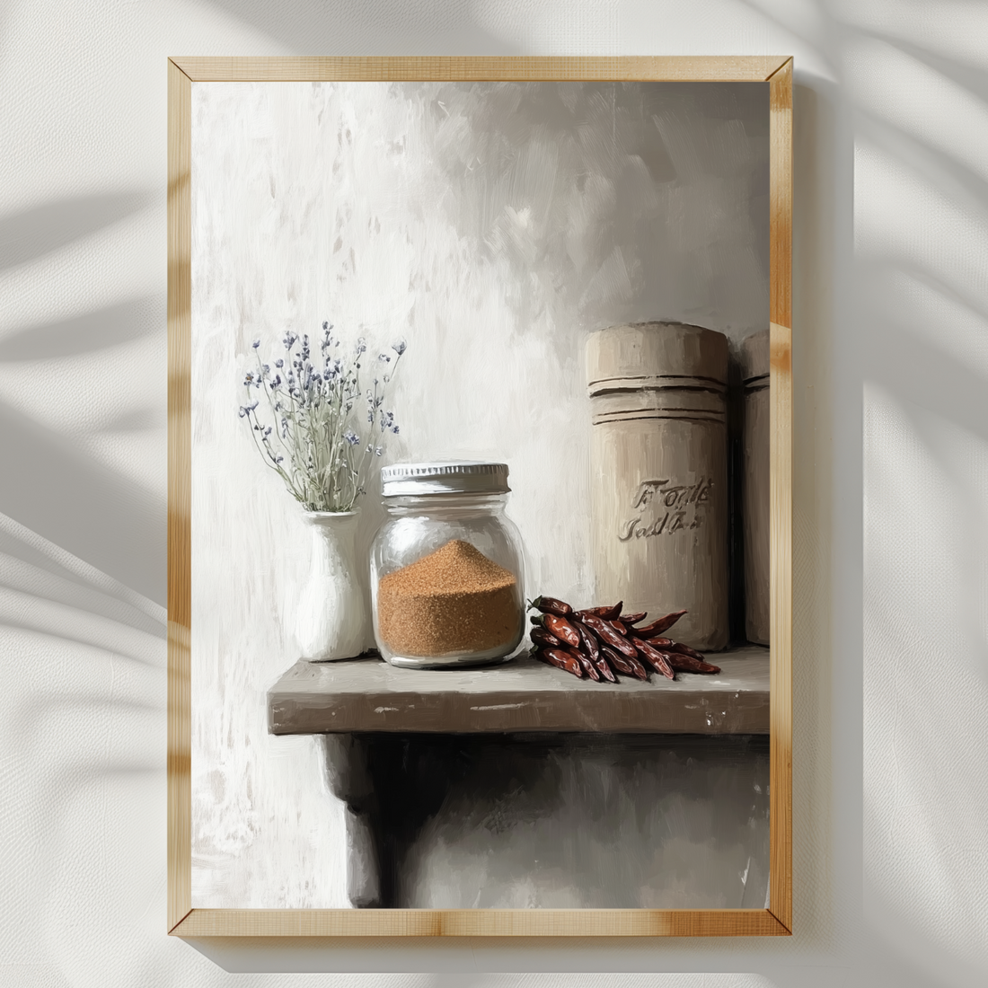 Guajillo Chili Powder Jar Oil Painting Rustic Pantry Kitchen Art. High Resolution Digital Download 300 DPI.