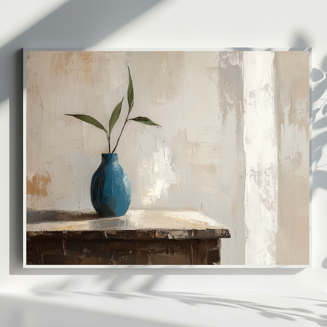 Abstract Scandinavian Still Life Wall Art Blue Beige Vase Minimalist. High Resolution Digital Download 300 DPI.