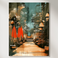 Close-up of the lantern lit forest path painting