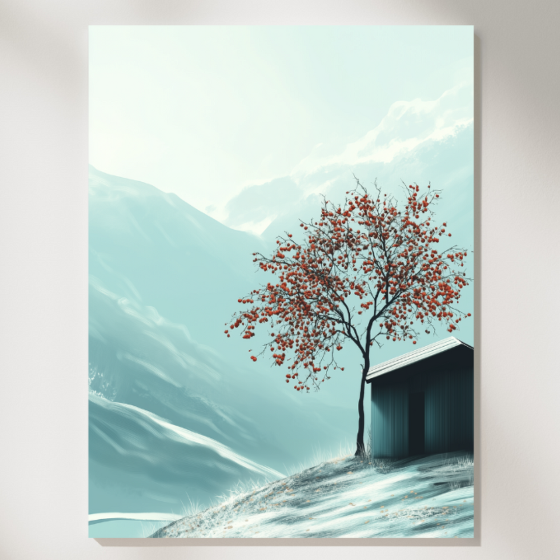 Rustic Mountain Retreat: Persimmon Tree Cottage Scenic Landscape Wall Art. High Resolution Digital Download 300 DPI.