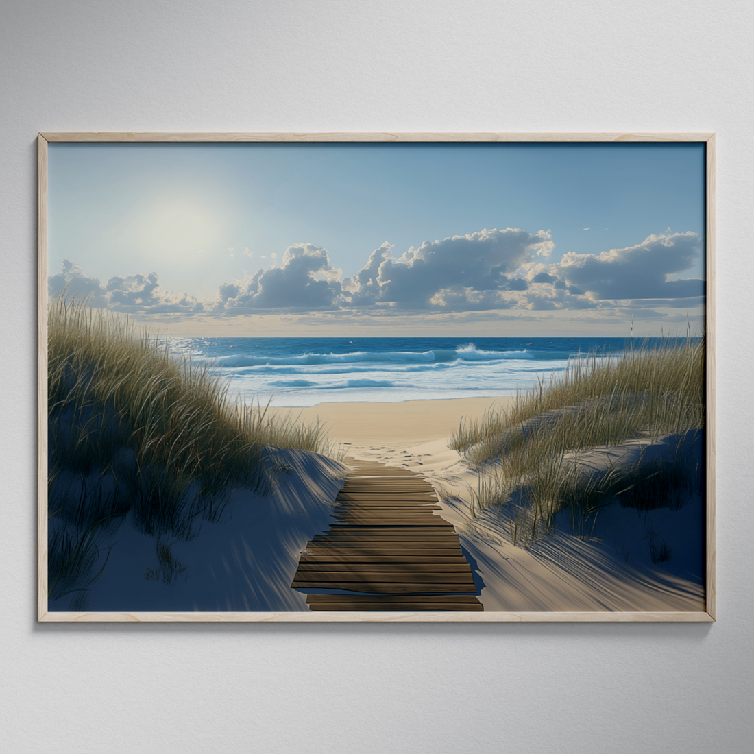 Coastal Serenity: Hyper-Realistic Beach Path Ocean View Wall Art. High Resolution Digital Download 300 DPI.