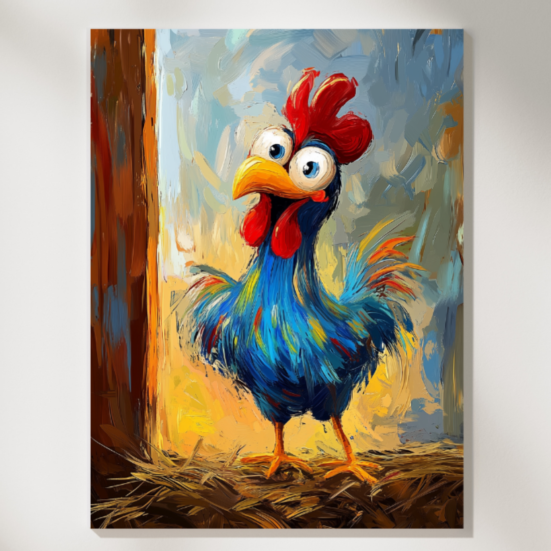 Cheerful Rooster Barn Window Wall Art - Sunrise Farmhouse Decor. High Resolution Digital Download 300 DPI.