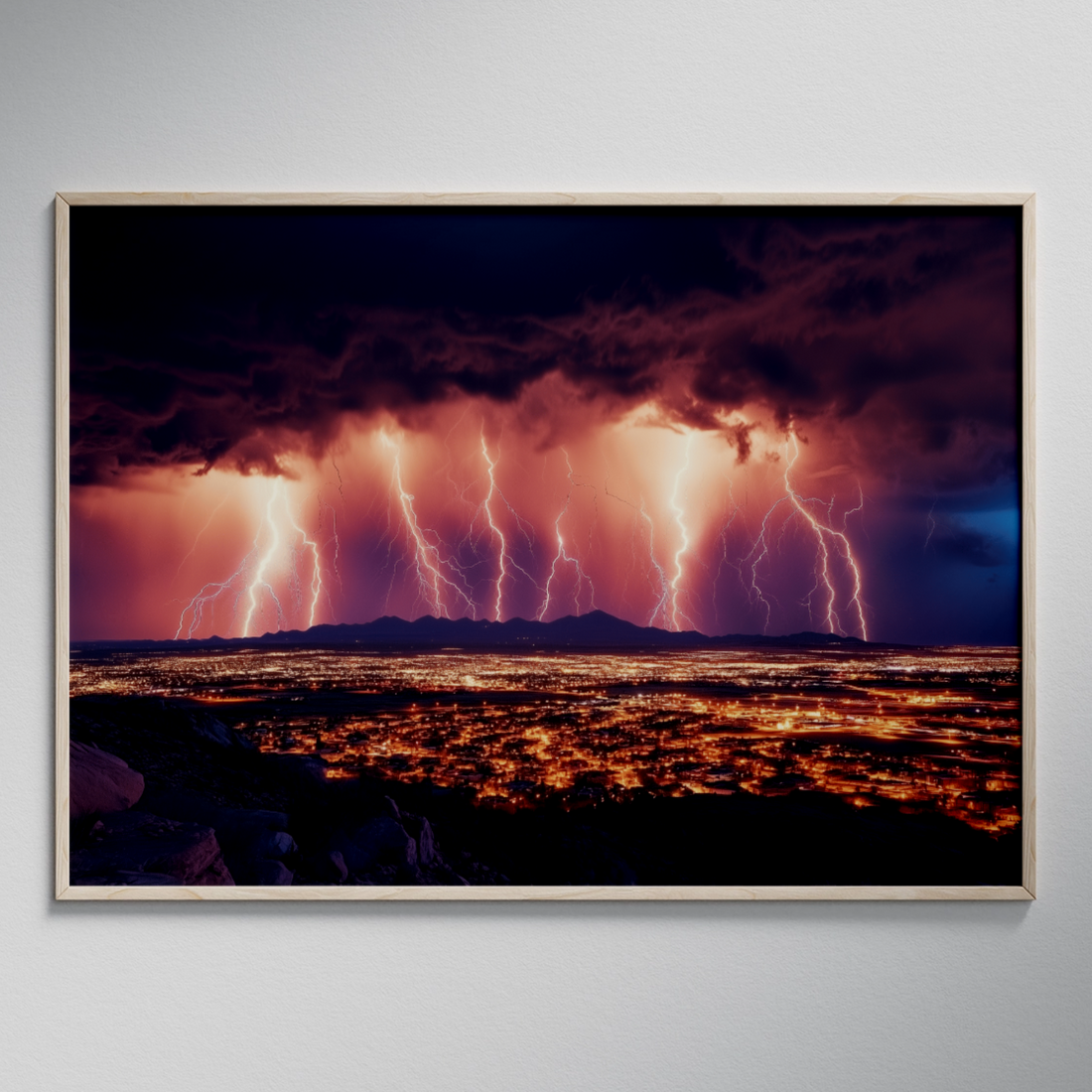 Electrifying Sky: Dramatic Lightning Storm Canvas Wall Art Print. High Resolution Digital Download 300 DPI.