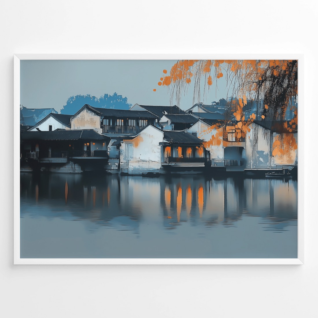 Timeless Water Town: Ancient Canals and Bridges Landscape Art Print. High Resolution Digital Download 300 DPI.