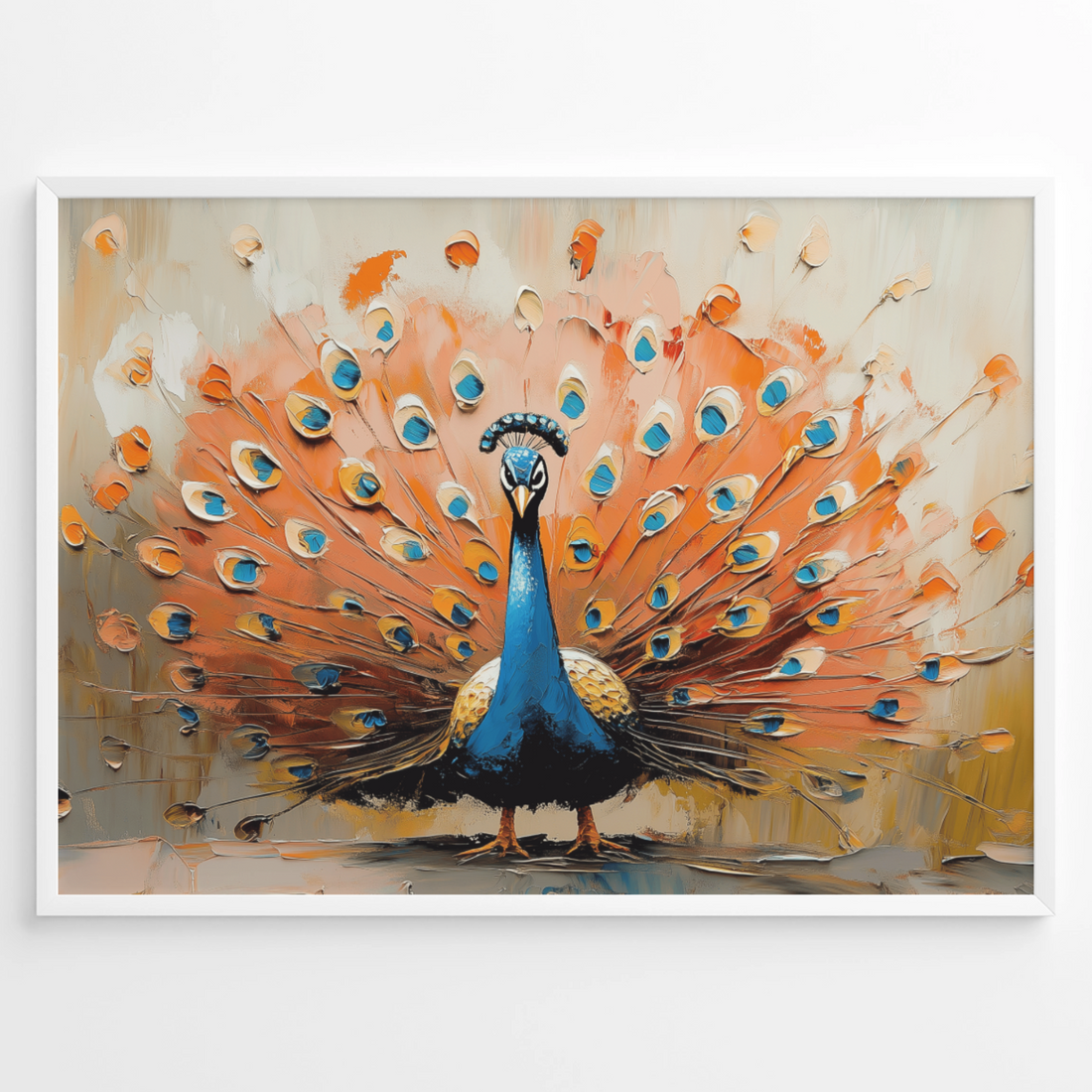 Vivid Peacock Pastel Colors Painting – Elegant Nature Wall Art. High Resolution Digital Download 300 DPI.