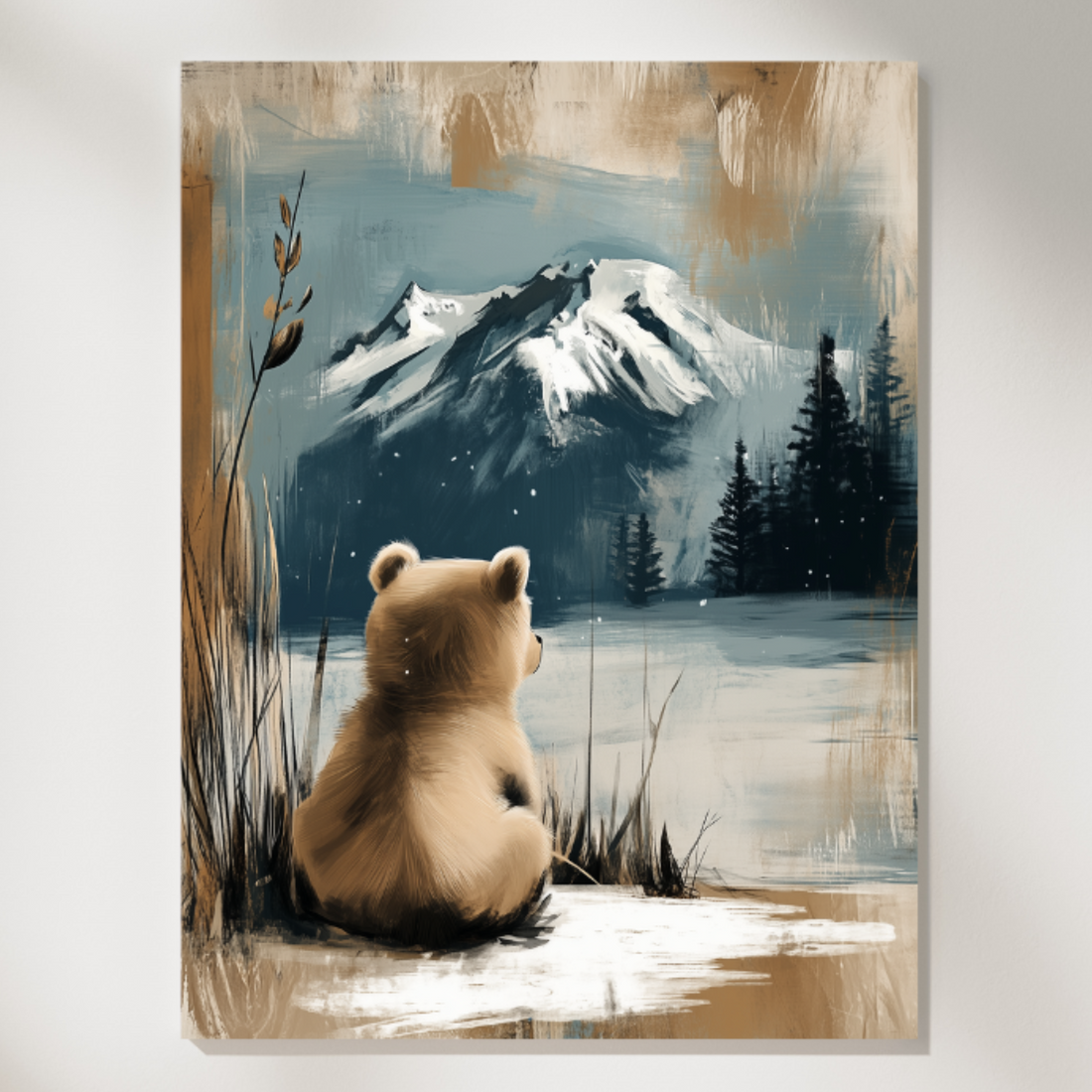 Majestic Lake Tahoe: Curious Bear Cub Mountain Wilderness Canvas Art Print. High Resolution Digital Download 300 DPI.