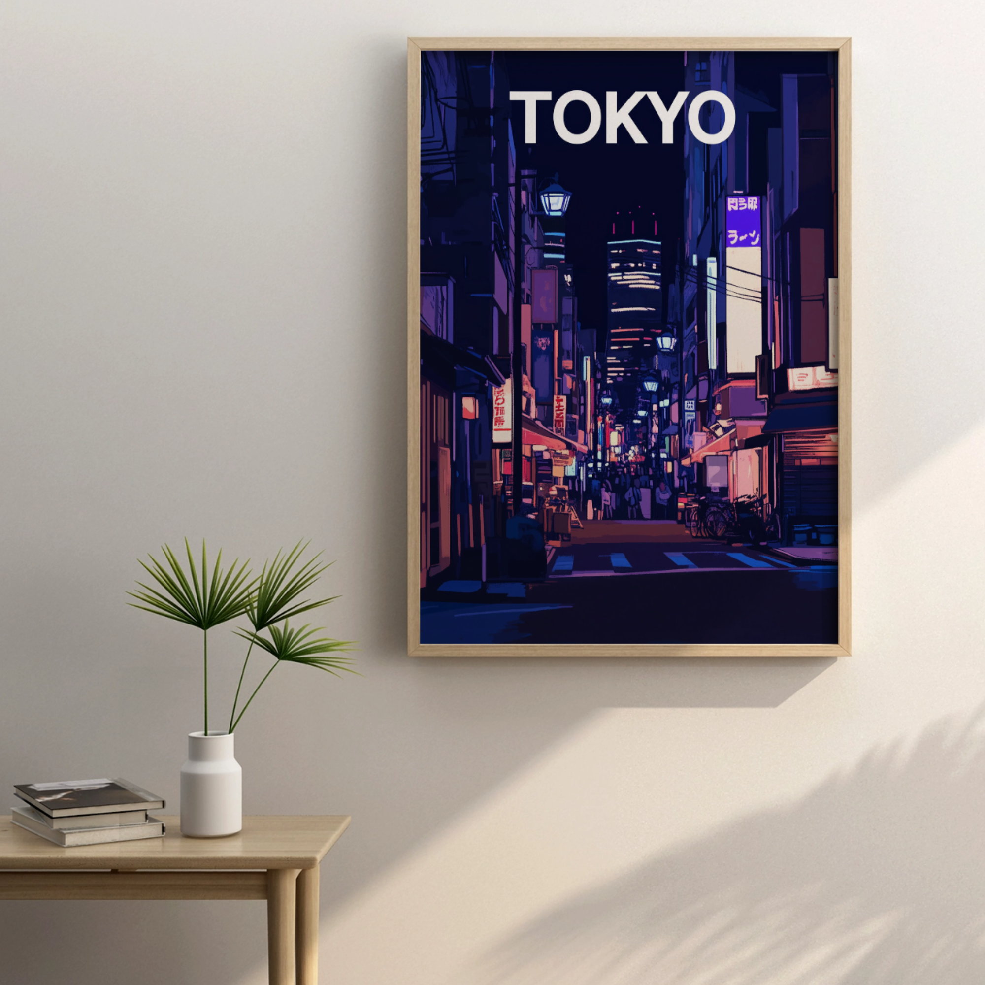 Enchanting Tokyo Streets: Elegant Urban Landscape Canvas Art Print. High Resolution Digital Download 300 DPI.
