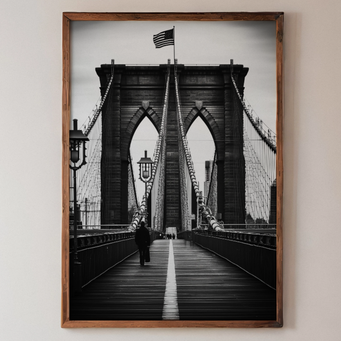 Timeless Brooklyn Bridge: Elegant Black and White Cityscape Canvas Print. High Resolution Digital Download 300 DPI.