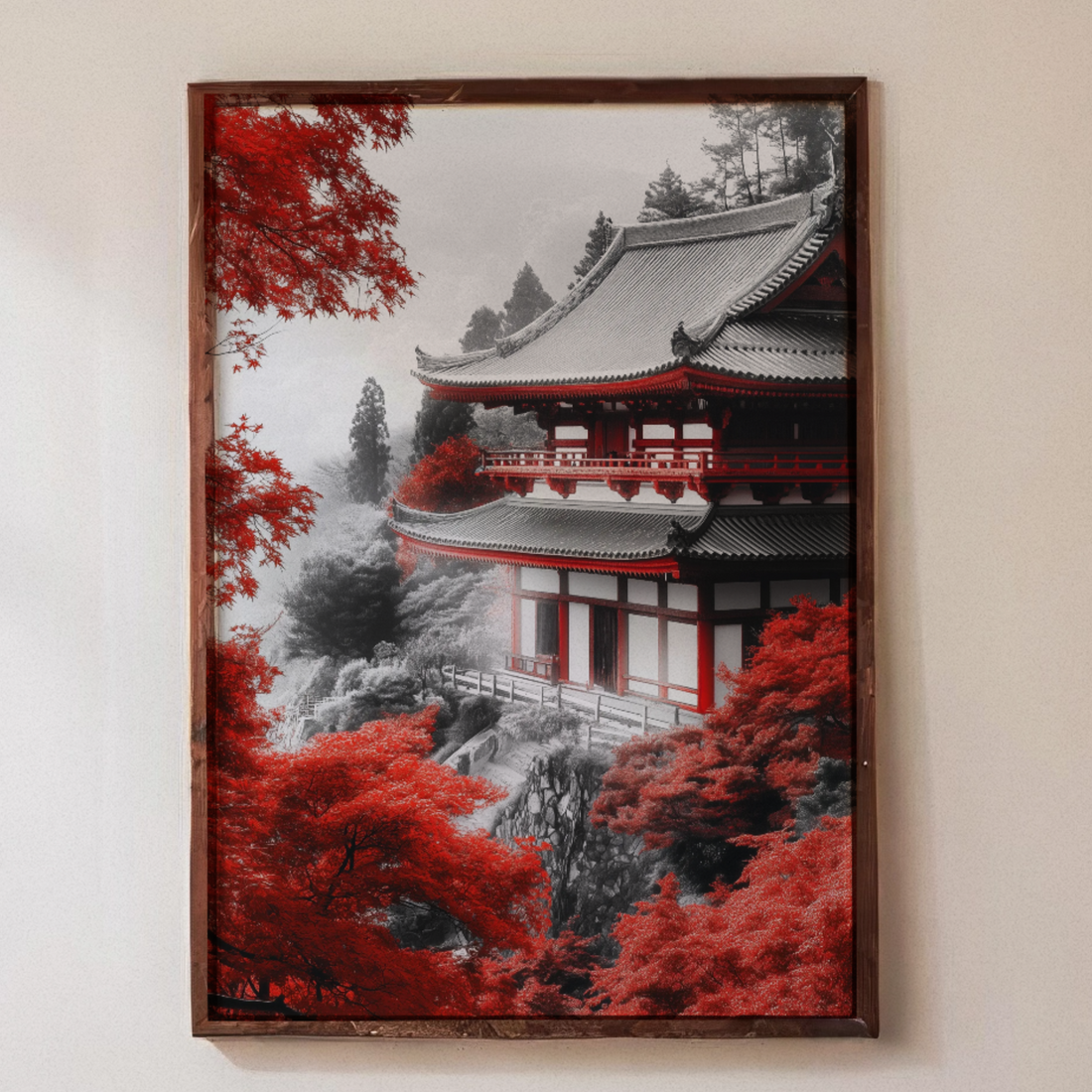 Serene Maple Sanctuary: Japanese Landscape Art Print. High Resolution Digital Download 300 DPI.