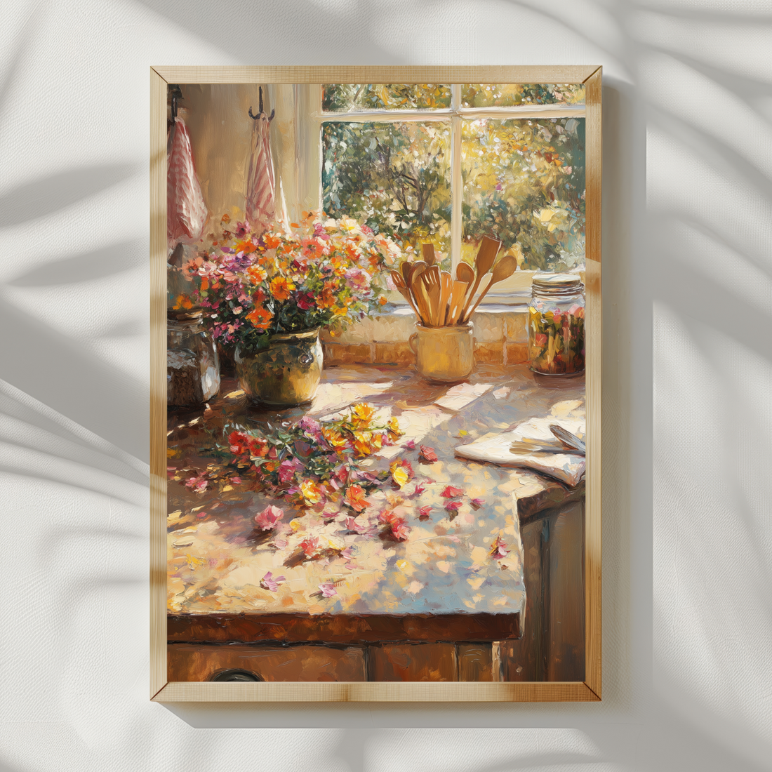 Abstract Spring Kitchen Countertop Wall Art Oil Flowers Warm Glow. High Resolution Digital Download 300 DPI.