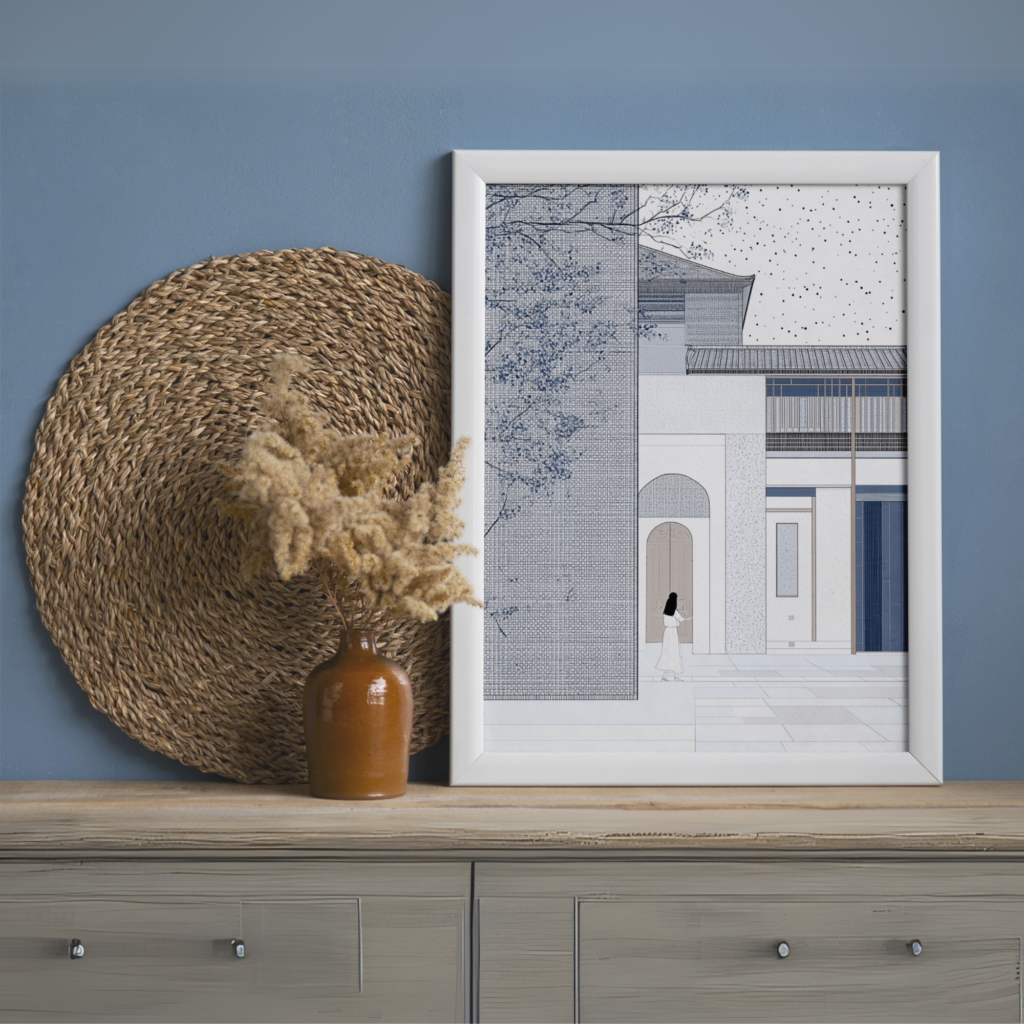 Traditional Japanese Building Wall Art – Timeless Oriental Architecture Decor. High Resolution Digital Download 300 DPI.