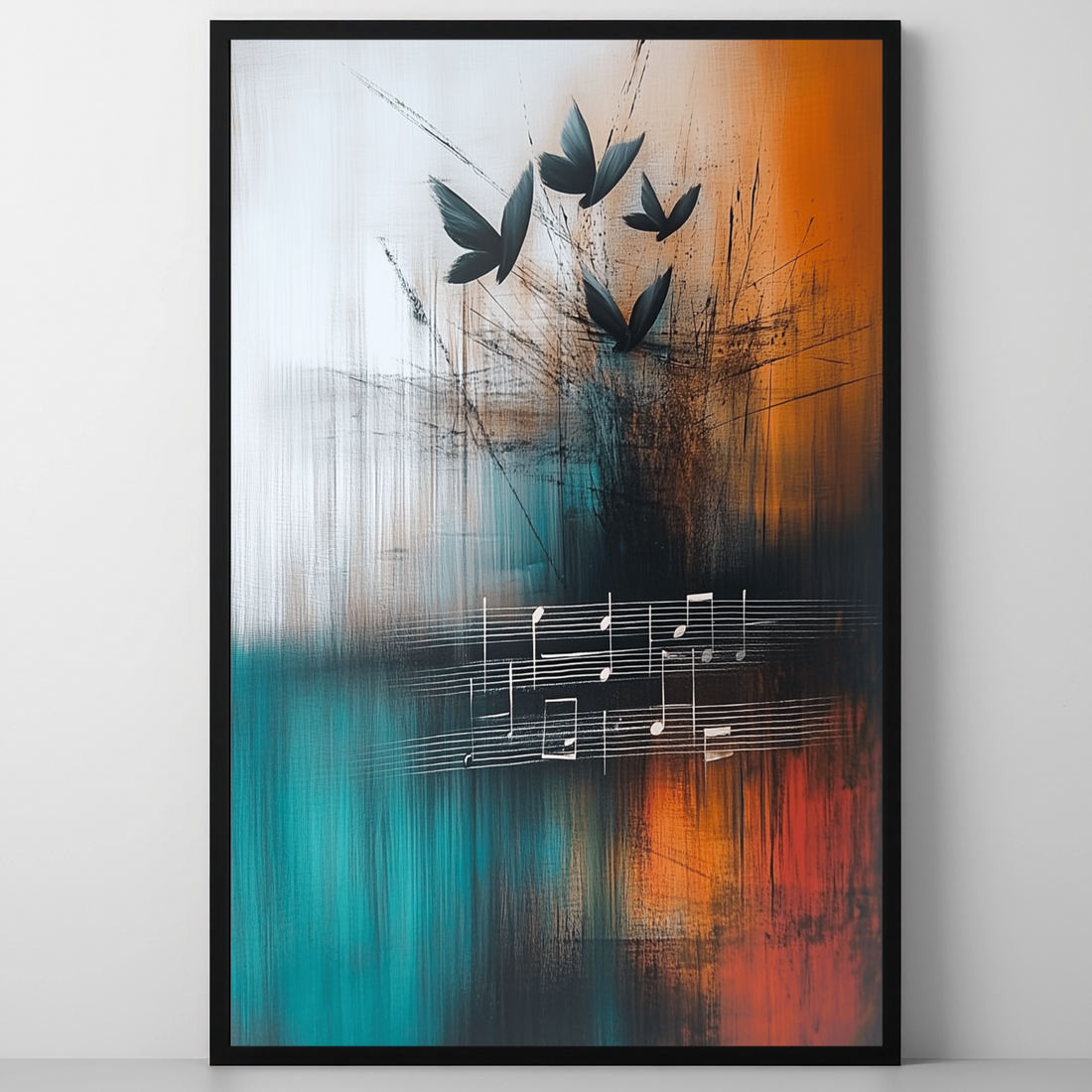 Whimsical Musical Notes Canvas Print: Playful Sheet Music Wall Art. High Resolution Digital Download 300 DPI.