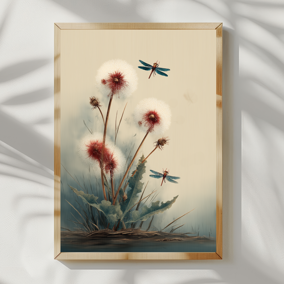 Elegant Watercolor Dragonfly Artwork with Nature Inspired Decorative Wall Design. High Resolution Digital Download 300 DPI.