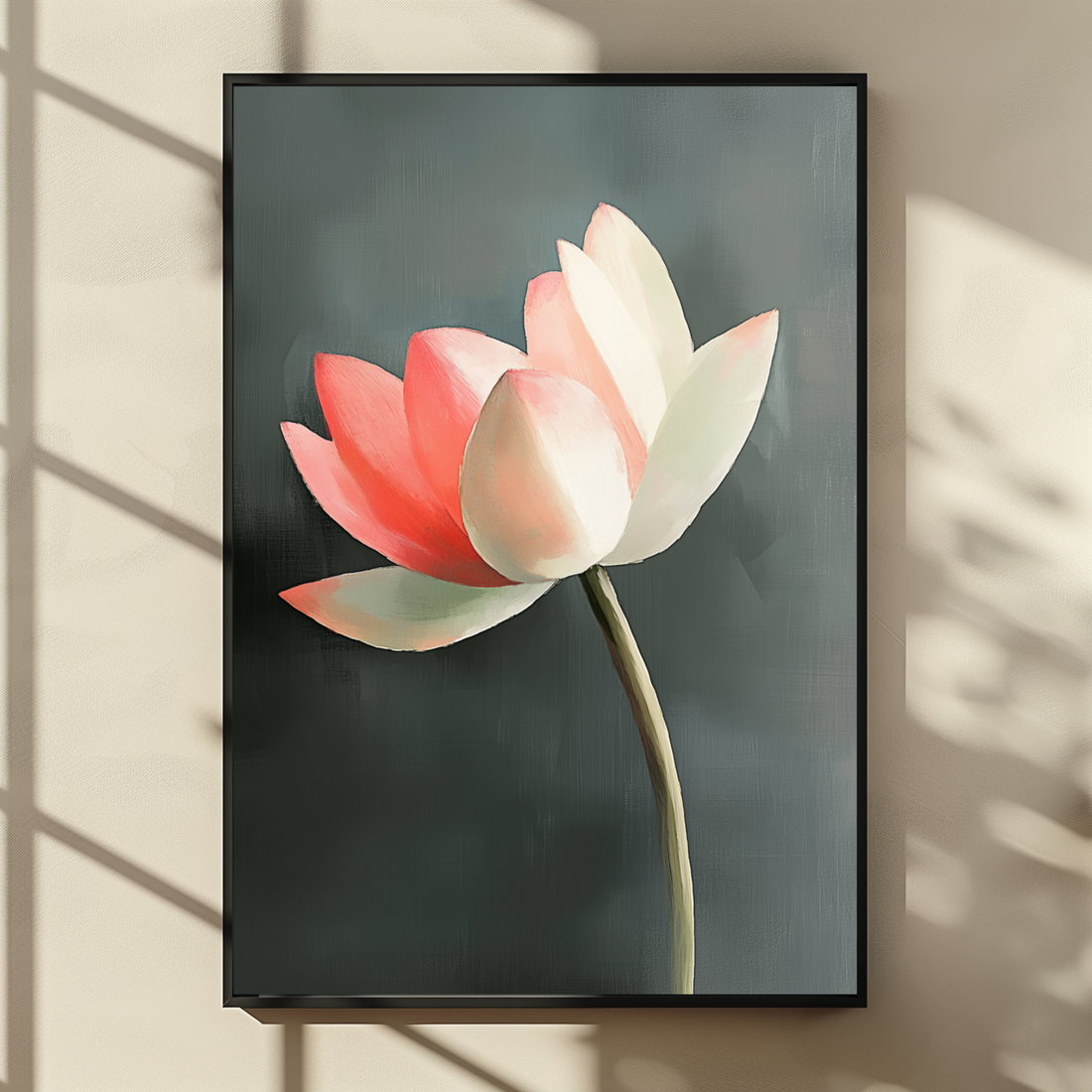 Stylized Orange Pink Lotus Flower Wall Art Vibrant Petal Decor. High Resolution Digital Download 300 DPI.