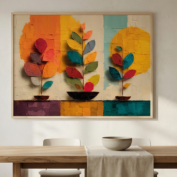 Modern Minimalist Wall Art Vibrant Botanical Acrylic Canvas Home Decor. High Resolution Digital Download 300 DPI.