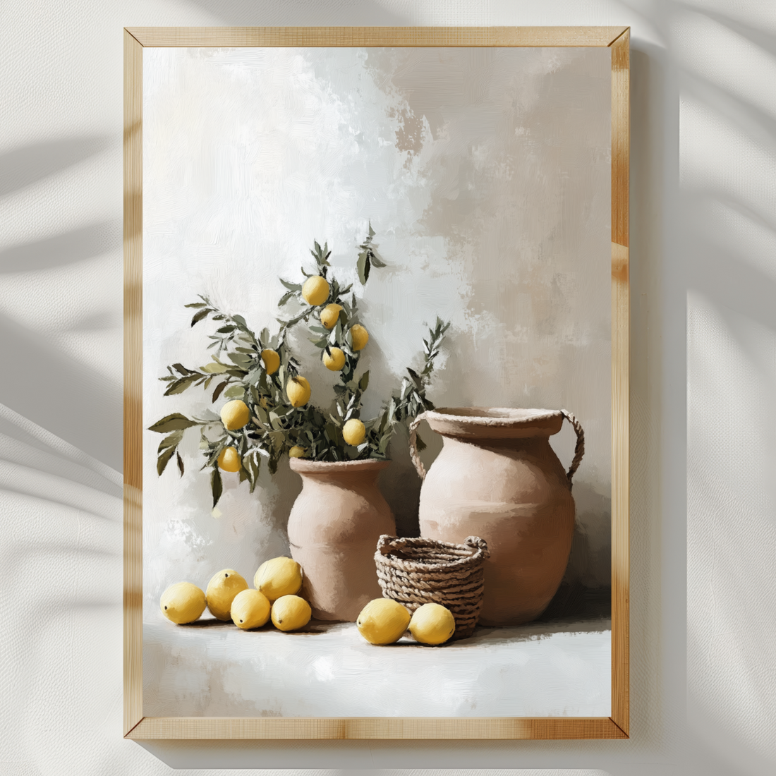 Mediterranean Interior Wall Art Lemons Baskets Terracotta Olive Ceramic Display. High Resolution Digital Download 300 DPI.