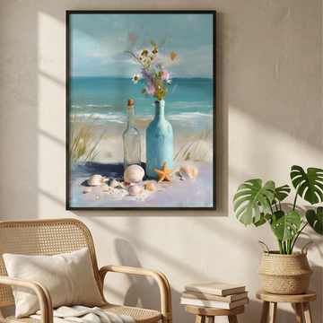 Pastel Coastal Still Life Painting Wall Art for Home Decor. High Resolution Digital Download 300 DPI.