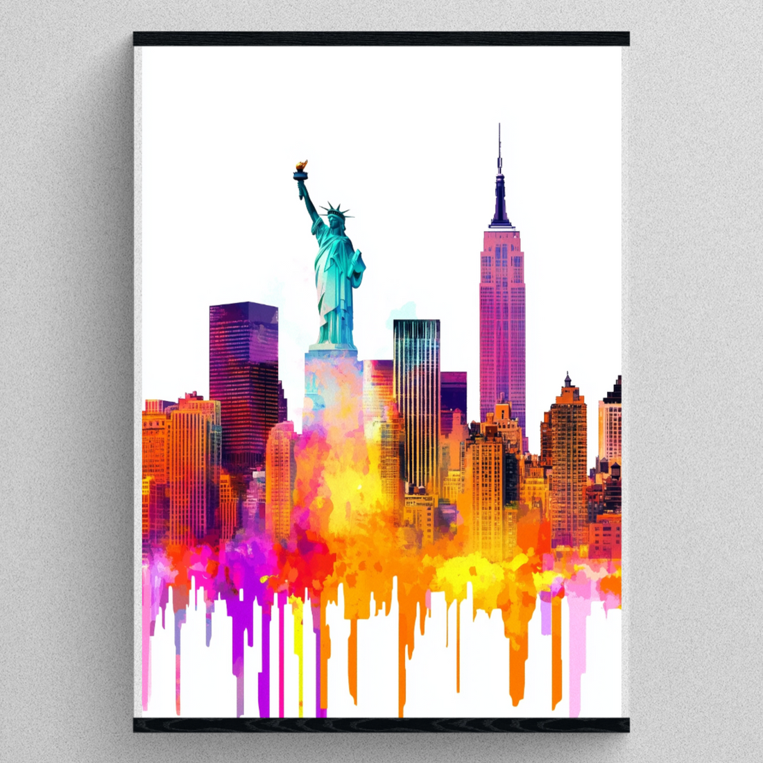 Vibrant NYC Watercolor: Abstract Skyline Art Print for Urban Enthusiasts. High Resolution Digital Download 300 DPI.