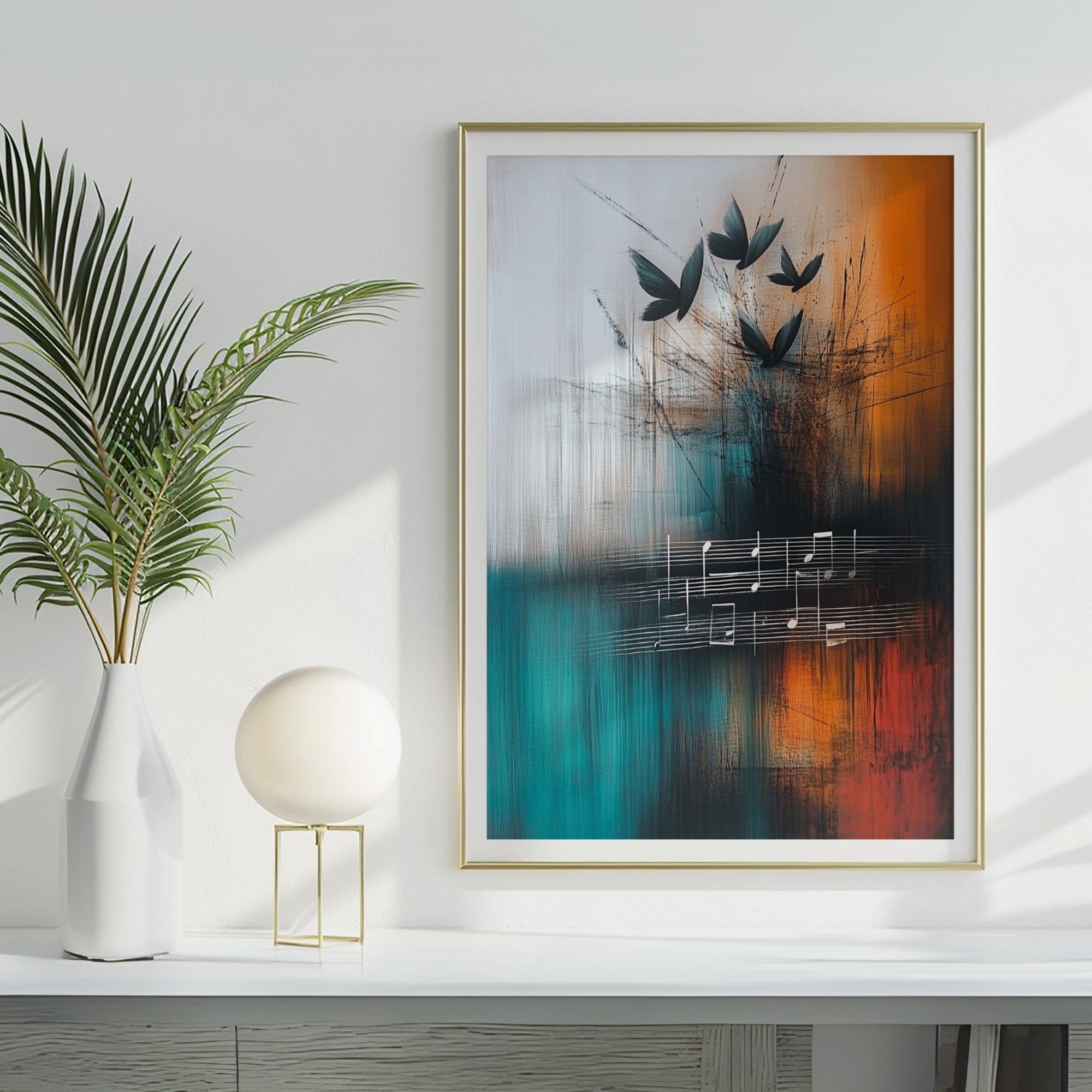 Whimsical Musical Notes Canvas Print: Playful Sheet Music Wall Art. High Resolution Digital Download 300 DPI.